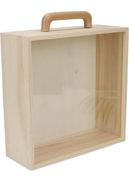 Saplı Ahşap Kutu Portatif Boyasız Kapaklı Bitmemiş Ahşap Kutular Akrilik Kapaklı Büyük (Yurt Dışından)
