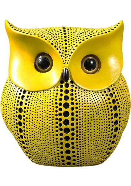 Baykuş Şekil Süsleme Modern El Yapımı El Sanatları Kitaplık Heykeli Minyatür Sarı (Yurt Dışından)