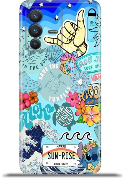 Vivo V23 5g Kılıf Esnek Silikon Kamera Koruma 4K Desenli Özel Tasarım - Aloha