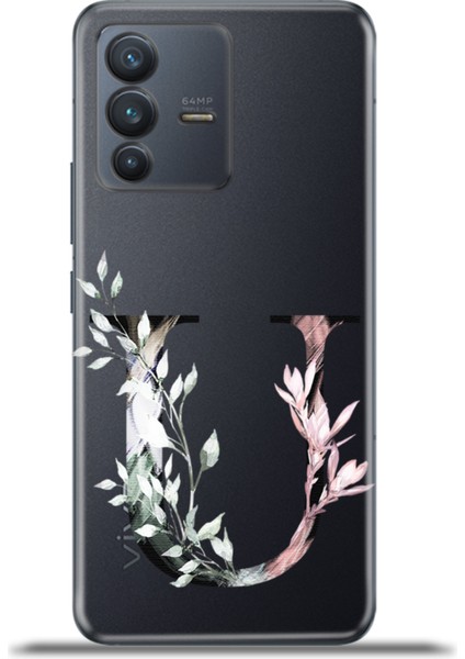 Vivo V23 5g Kılıf Esnek Silikon Kamera Koruma Kişiye Özel Harfler Flora - U Harfi