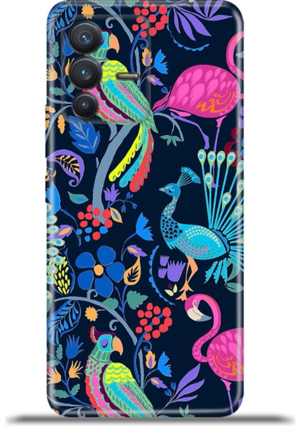 Vivo V23 5g Kılıf Esnek Silikon Kamera Koruma 4K Desenli Özel Tasarım - Retro Kuşlar