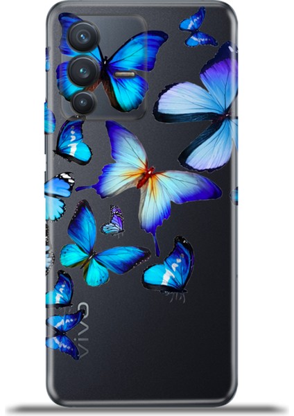 Vivo V23 5g Kılıf Esnek Silikon Kamera Koruma 4K Desenli Özel Tasarım - 2d Kelebekler