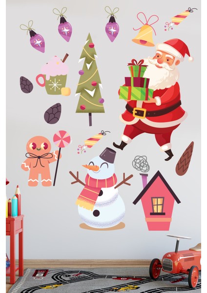 Sevimli Noel Baba ve Arkadaşları Çocuk Odası Stickeri