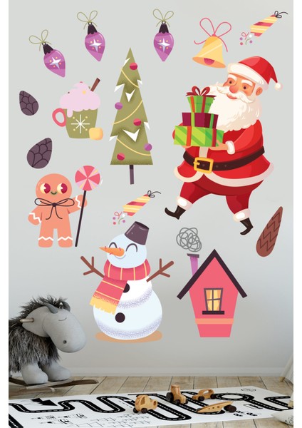Sevimli Noel Baba ve Arkadaşları Çocuk Odası Stickeri