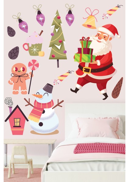 Sevimli Noel Baba ve Arkadaşları Çocuk Odası Stickeri