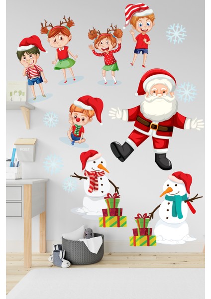 Noel Baba ve Sevimli Çocuklar Çocuk Odası Stickeri