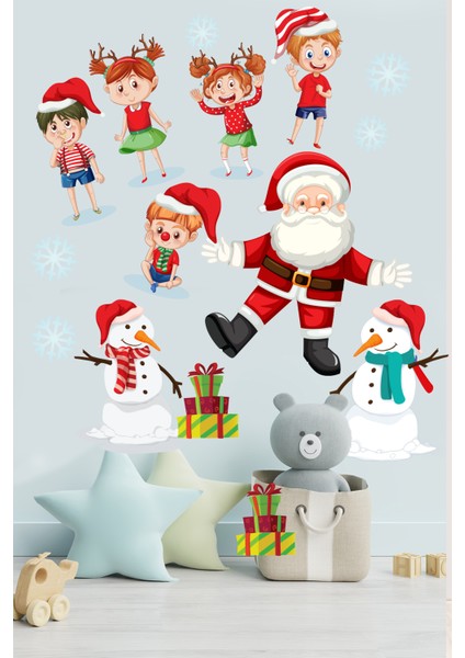 Noel Baba ve Sevimli Çocuklar Çocuk Odası Stickeri