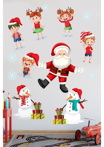 Noel Baba ve Sevimli Çocuklar Çocuk Odası Stickeri