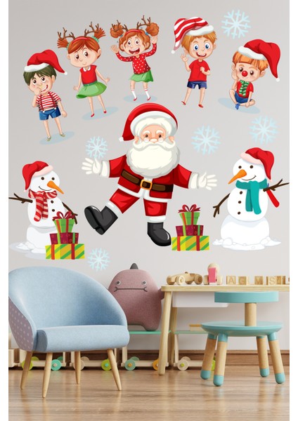 Noel Baba ve Sevimli Çocuklar Çocuk Odası Stickeri