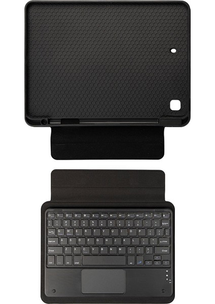 Apple iPad 10.2 8.nesil Kılıf Border Keyboard Bluetooh Bağlantılı Standlı Klavyeli Tablet Kılıf (Model A2270,A2428,A2429,A2430)