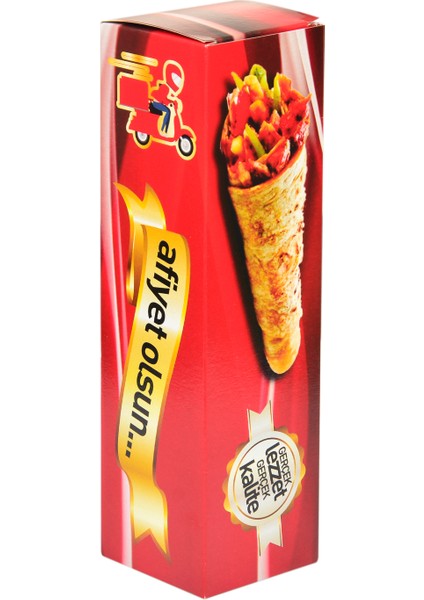 Dürüm Kutusu 24 cm 100'lü Paket Krome Karton Baskılı Ambalaj