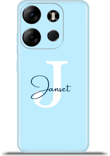 Tecno Spark Go 2023 Kılıf Silikon Esnek Kamera Koruma Kişiye Özel Isim Harf Zao Mavi - J