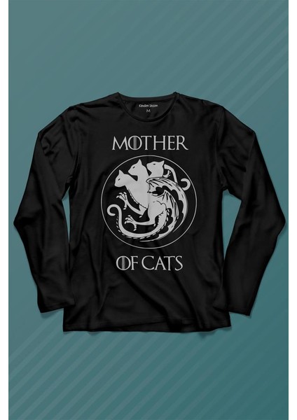 Mother Of Cats Mom Kedi Annesi Hayvansever Veteriner Mommy Uzun Kollu Tişört Baskılı T-Shirt