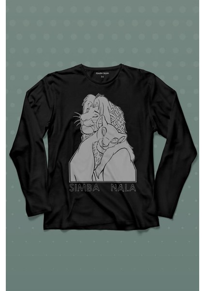 The Lion King Simba And Nala Beyaz Uzun Kollu Tişört Baskılı T-Shirt