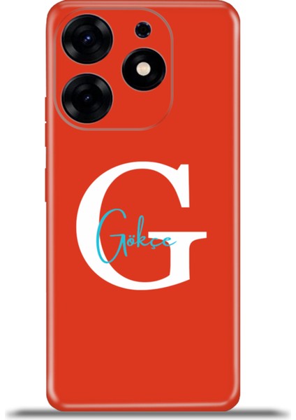 Tecno Spark 10 Pro Kılıf Silikon Esnek Kamera Koruma Kişiye Özel Isim Harf Zao Kırmızı - G