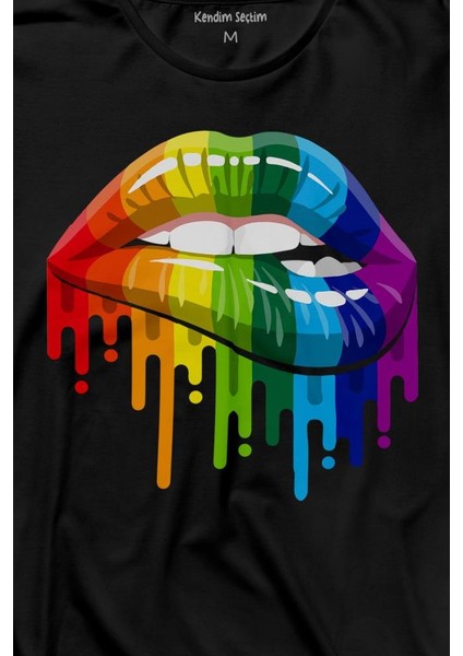 Lips Rainbow Dudak Gökkuşağı Uzun Kollu Tişört Baskılı T-Shirt fiyatları