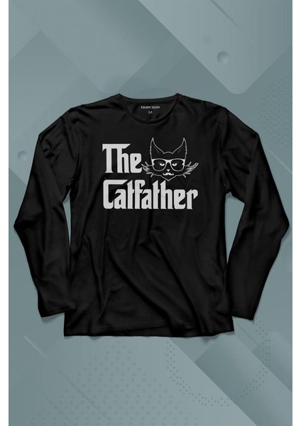 The Godfather Cat Father Catfather Baba Kedi Uzun Kollu Tişört Baskılı T-Shirt