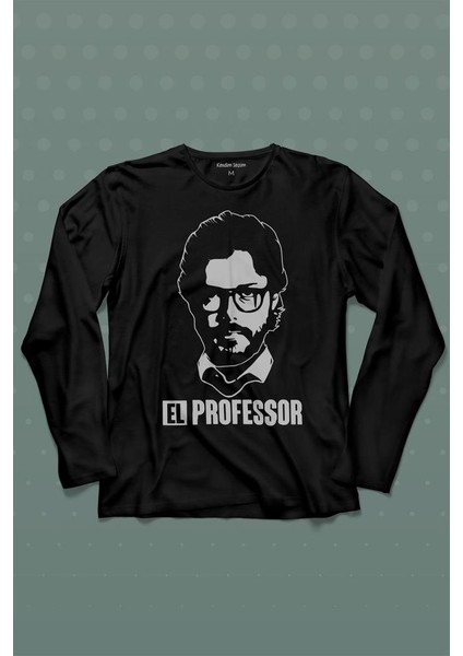 El Proffessor La Casa De Papel Profesör Uzun Kollu Tişört Baskılı T-Shirt