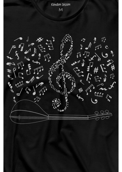 Halk Müziği Bağlama Sol Anahtarı Müzik Notası Enstrüman Uzun Kollu Tişört Baskılı T-Shirt fiyatları