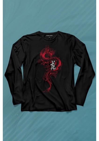 Ejder Dragon Uzak Doğu Japanese Drake Japonca Uzun Kollu Tişört Baskılı T-Shirt