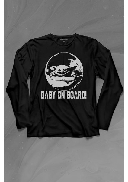 Baby On Board Yoda Star Wars Bebek Mandalorian Jedi Uzun Kollu Tişört Baskılı T-Shirt