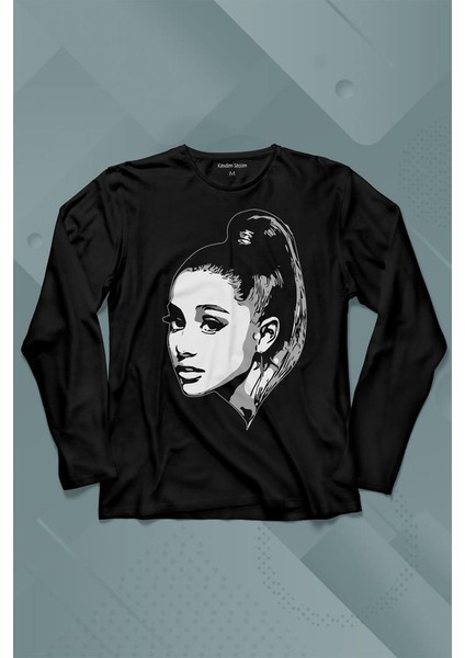 Adriana Grande Portre Silüeti Uzun Kollu Tişört Baskılı T-Shirt