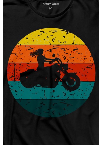 Motorcycle Vintage Woman Silhouette Retro Uzun Kollu Tişört Baskılı T-Shirt fiyatları