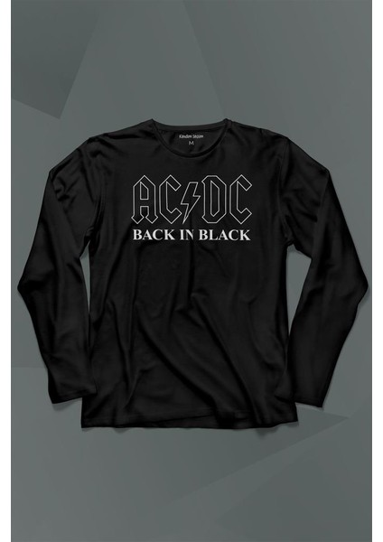 Back In Black Ac Dc Alternatif Doğru Akım Tesla Uzun Kollu Tişört Baskılı T-Shirt