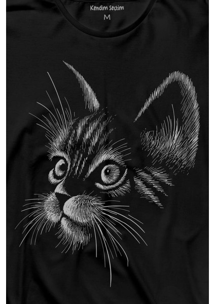 Kedi Silüeti Black Cat Çizim Uzun Kollu Tişört Baskılı T-Shirt fiyatları