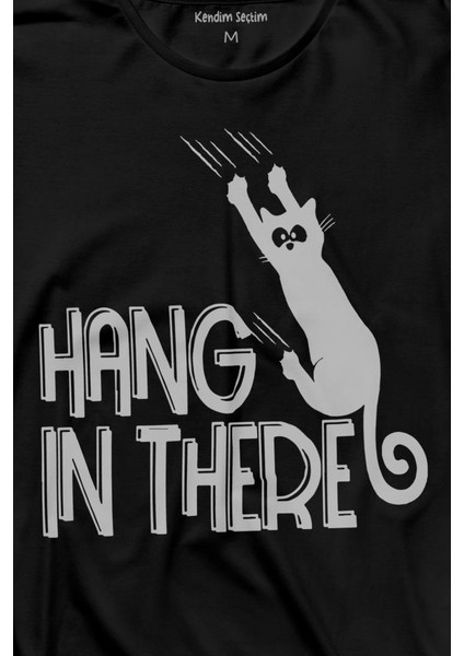 Han In There Tırmalayan Kedi Asla Pes Etme Uzun Kollu Tişört Baskılı T-Shirt