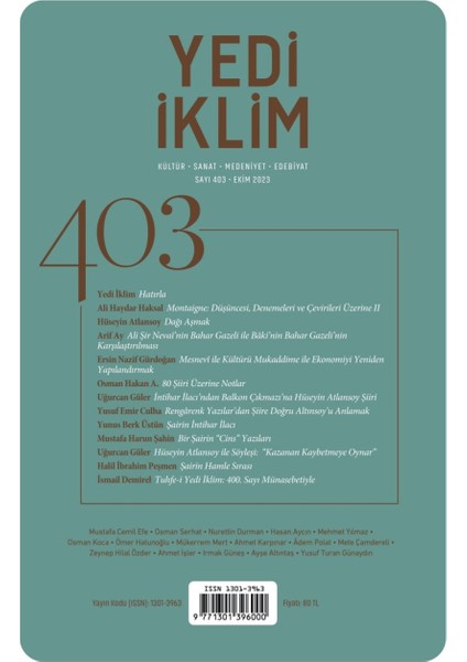 403. Sayı Ekim 2023