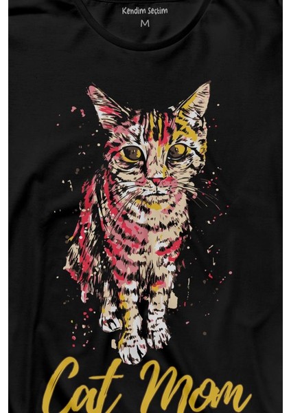 Cat Mom Kedi Mother Annesi Sevimli Masum Renkli Kedi Çizim Silüeti Uzun Kollu Tişört Baskılı T-Shirt fiyatları
