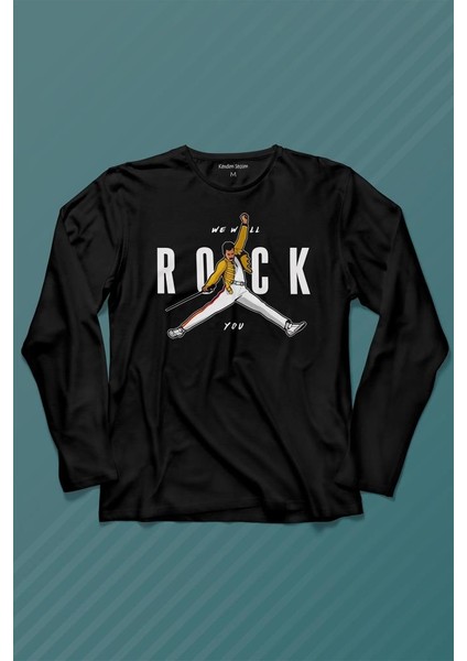 Freddie Mercury We Will Rock You Queen We Are The Champions Uzun Kollu Tişört Baskılı T-Shirt