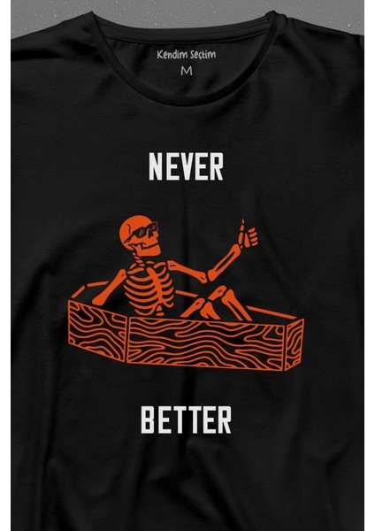 Never Better Skull Kuru Kafa Gothic Dark Sokak Uzun Kollu Tişört Baskılı T-Shirt fiyatları