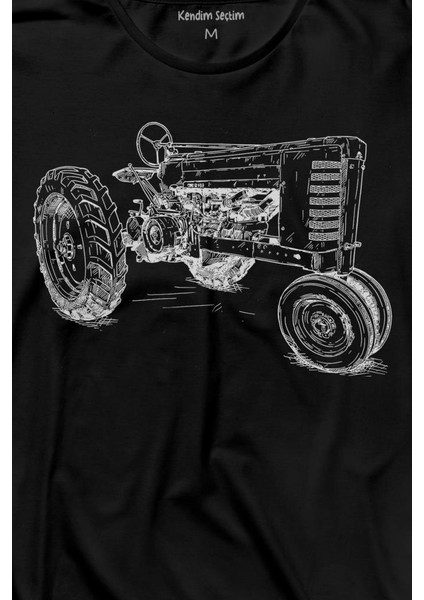 Antika Traktör Silüet Tarım Çiftçi Farmer Uzun Kollu Tişört Baskılı T-Shirt