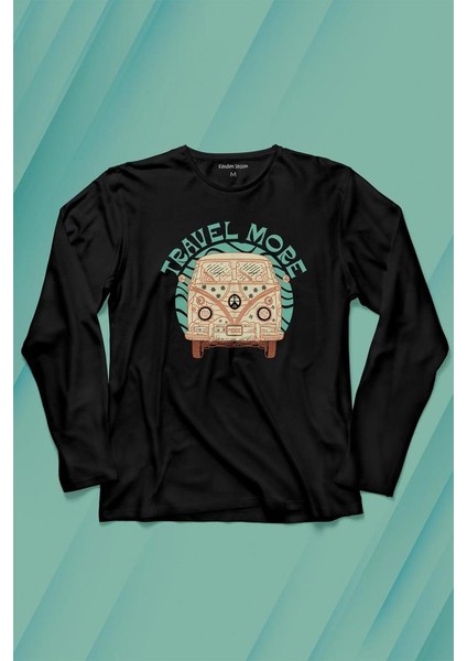 Travel More Woswos Retro Hippi 60S 70S Uzun Kollu Tişört Baskılı T-Shirt