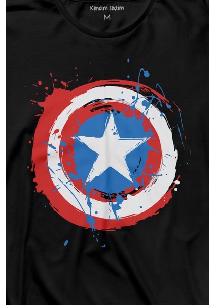 Captain America Kaptan Amerika Kalkan Logo Uzun Kollu Tişört Baskılı T-Shirt