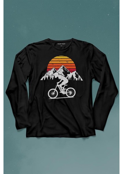 Bisiklet Doğa Gezi Turu Outdoor Travel Retro Uzun Kollu Tişört Baskılı T-Shirt