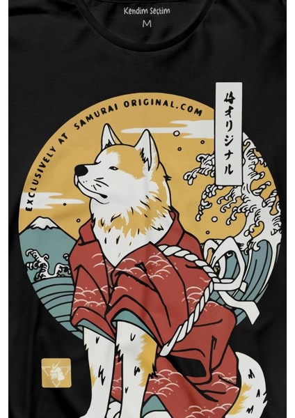 Akita Dog Japon Köpeği Shiba Inu Samurai Japanese Uzun Kollu Tişört Baskılı T-Shirt fiyatları