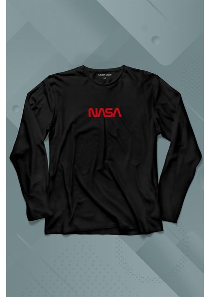 Nasa Wom Göğüs Logo Ulusal Havacılık ve Uzay Abd Uzun Kollu Tişört Baskılı T-Shirt