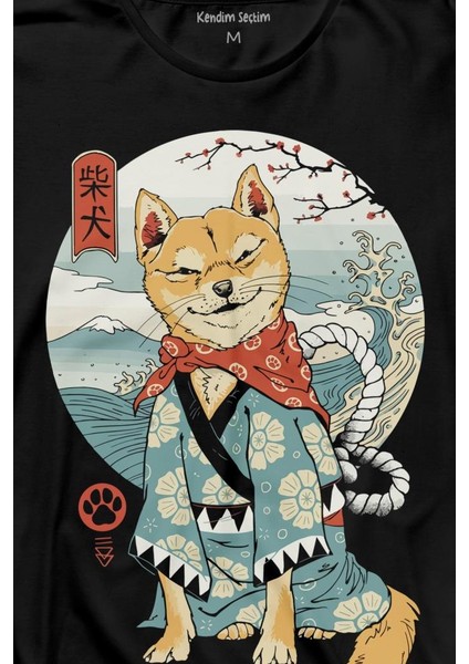 Akita Dog Japon Köpeği Shiba Inu Samurai Japanese Uzun Kollu Tişört Baskılı T-Shirt fiyatları