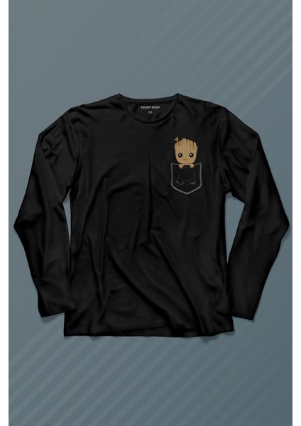 Bebek Groot Marvel Galaksinin Koruyucuları Cep Uzun Kollu Tişört Baskılı T-Shirt