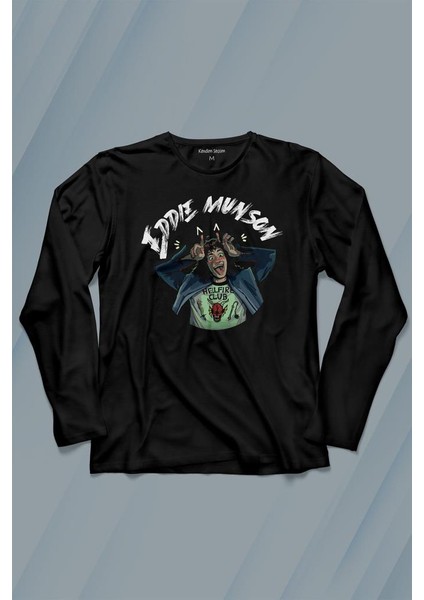 Eddie Munson Stranger Things Sezon 4 Uzun Kollu Tişört Baskılı T-Shirt