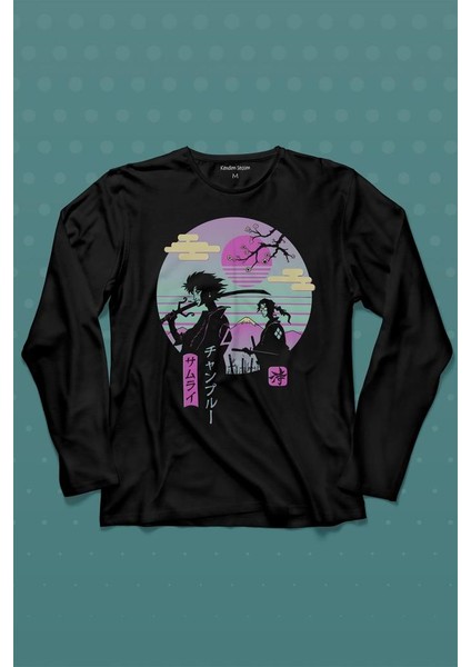 Samurai Chillhop Samuray Japonca Chill Uzun Kollu Tişört Baskılı T-Shirt