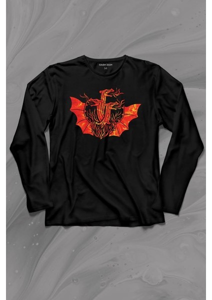 Dragon House Of Targaryen Aegon Ejder Alev Uzun Kollu Tişört Baskılı T-Shirt