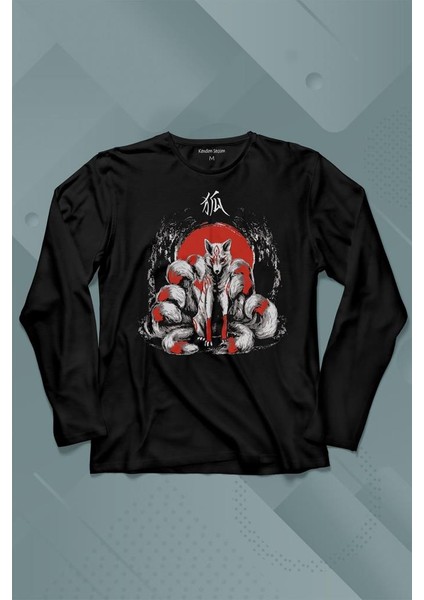 Kitsune Japon Tilkisi Japanese Uzun Kollu Tişört Baskılı T-Shirt