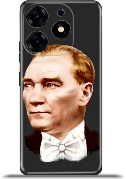 Tecno Spark 10 Pro Kılıf Esnek Silikon Kamera Koruma 4K Desenli Özel Tasarım - Smokin Atatürk