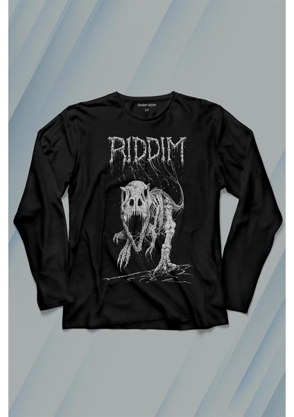 Riddim Dinazor T-Rex Metal Rock Dinosaurs Gothic Uzun Kollu Tişört Baskılı T-Shirt