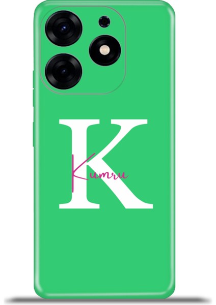 Tecno Spark 10 Pro Kılıf Silikon Esnek Kamera Koruma Kişiye Özel Isim Harf Zao Yeşil - K