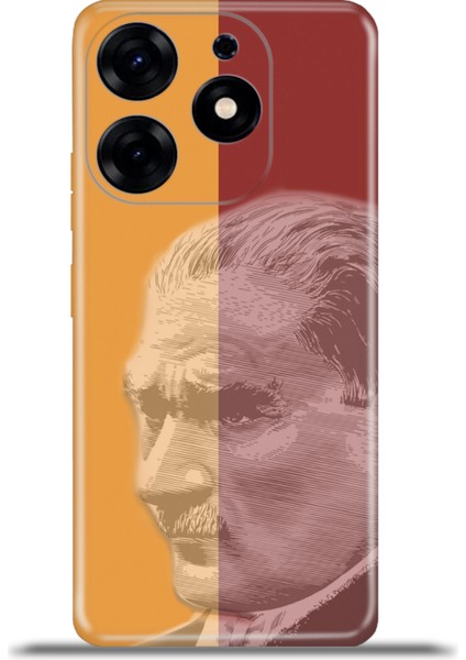 Tecno Spark 10 Pro Kılıf Esnek Silikon Kamera Koruma 4K Desenli Özel Tasarım - Sarıkırmızıataturk